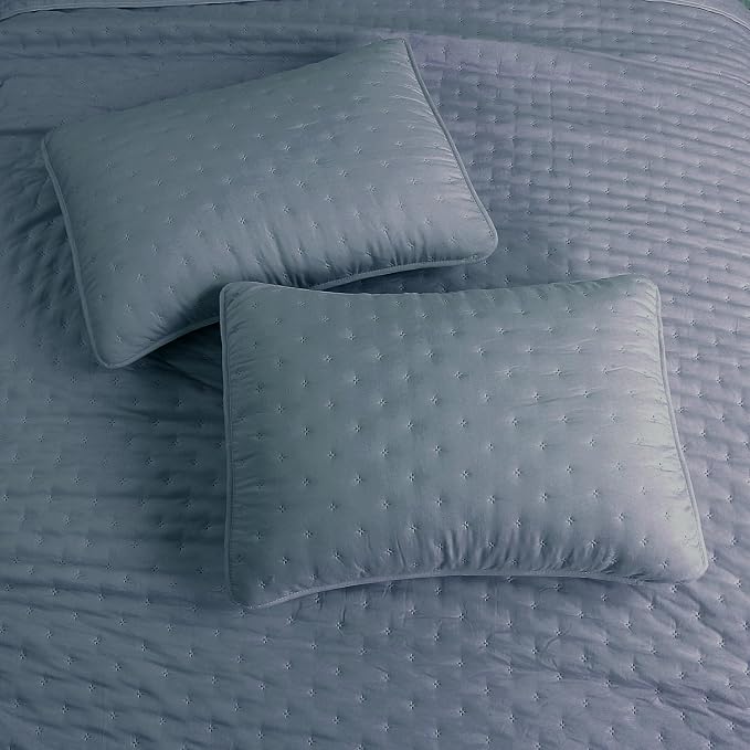 ROARINGWILD Dusty Blue Twin Size Quilt Bedding Set, Lightweight Soft Bedspread - Image 4