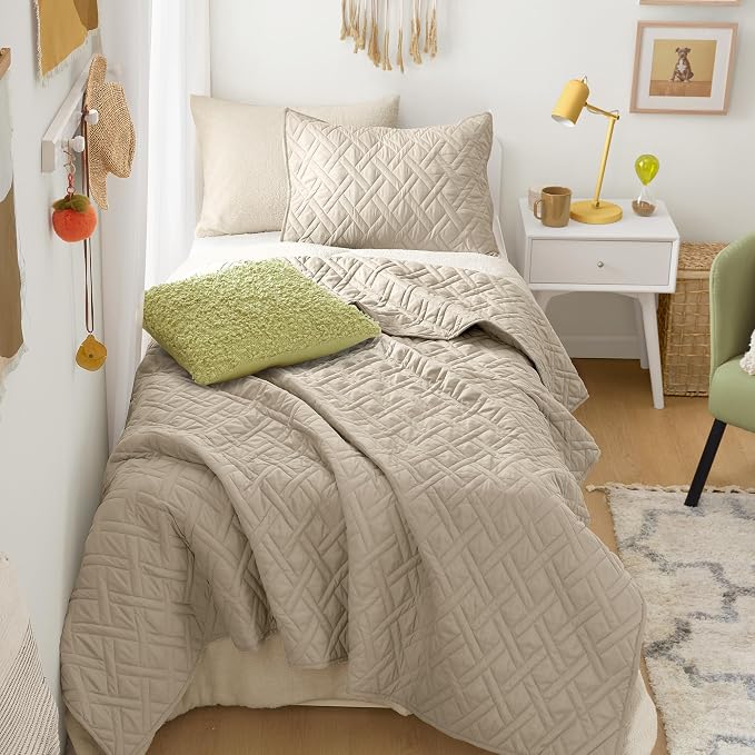 Comfort Spaces Twin Quilt Set Modern Reversible Diamond Coverlet Twin Bedding by ComfortSpaces