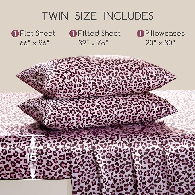 MR&HM Satin Sheets with Elastic Corner Straps, Twin Size 3-Piece Silky Bedding - Image 2