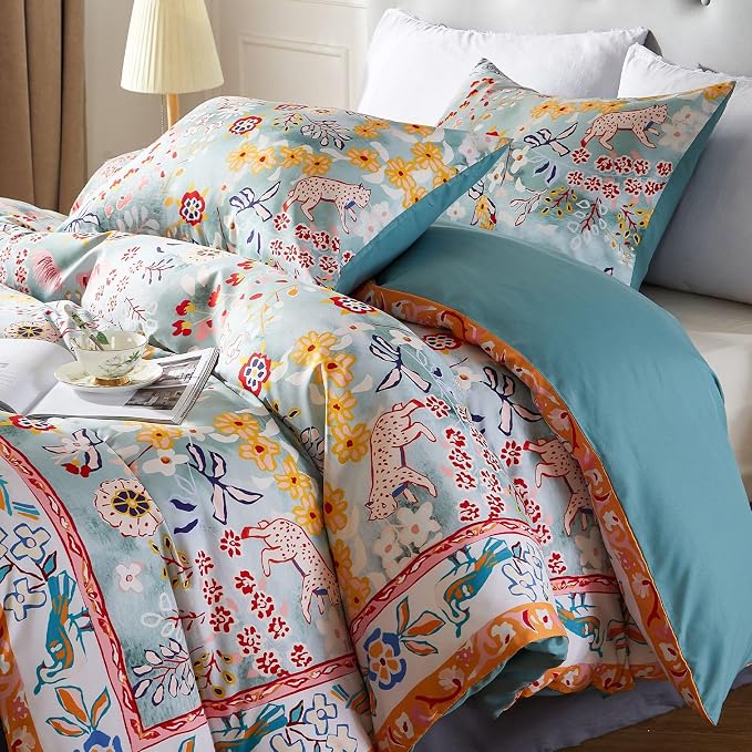 Cupocupa Duvet Cover Queen Size Set Boho Floral Pattern Queen Christmas Duvet - Image 3