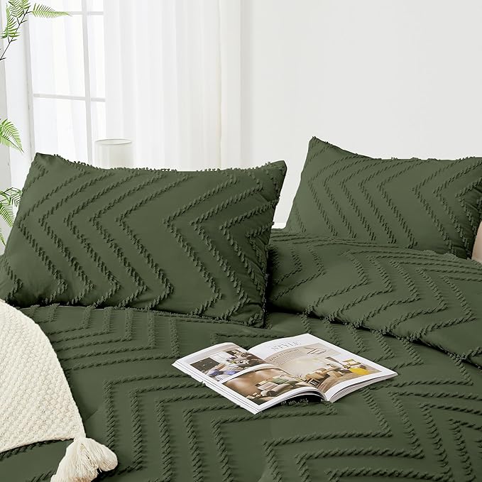 Andency Olive Green Twin/Twin XL Comforter Set, Twin Bed Boho Soft Warm Cute - Image 4