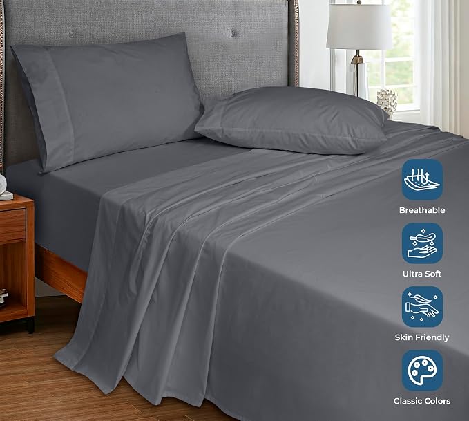 Royale Linens 100% Organic Cotton Twin Flat Sheet Only - Image 4