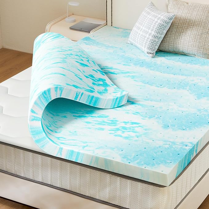Sweetcrispy Memory Foam Mattress Topper Twin, 2 Inch Thick Gel Infused Cooling by Sweetcrispy