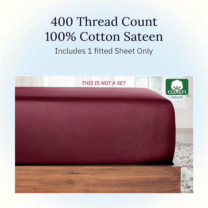 California Design Den Queen Fitted Sheet Only Cotton, Deep Pocket Soft 400 - Image 4