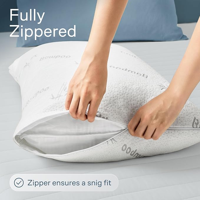 100% Waterproof Pillow Protectors Standard 20x26 Pair Zippered Pillow Case - Image 5