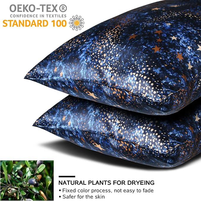 MANSPHIL 2 Pack Queen Mulberry Silk Pillowcase Blue Galaxy, 6A Grade 22 Momme - Image 5