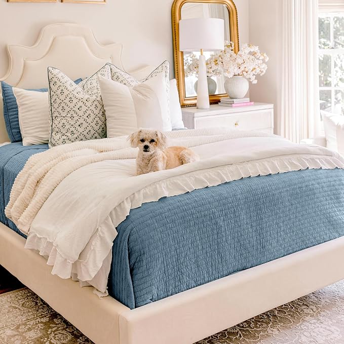 EVERGRACE x Kinsey Walsh Cross Stitch Pre-Washed Cotton Quilt Bedding Set Queen - Image 7