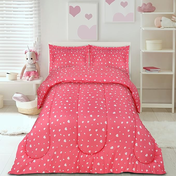 Utopia Bedding Heart Pink Kids Comforter Set by UTOPIABEDDING