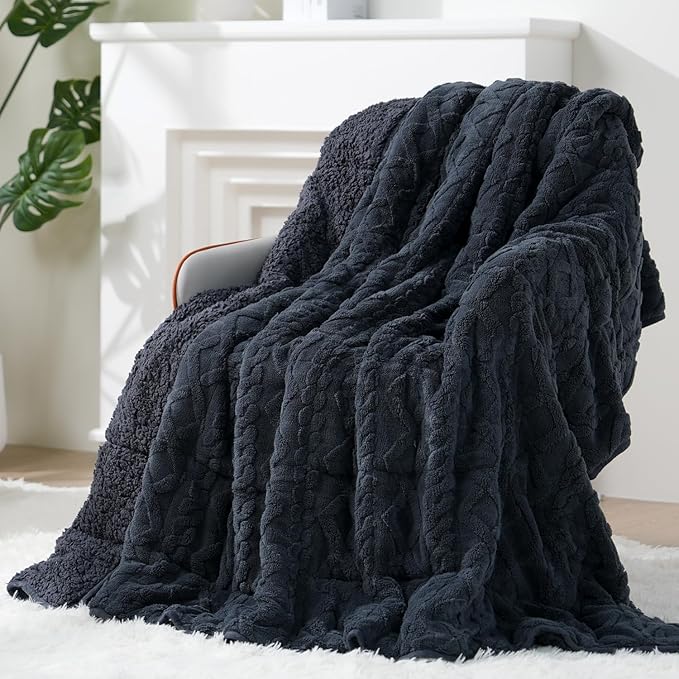 Super Fuzzy Soft Sherpa Fleece Weighted Blanket, 15 lbs Dual Sided Fluffy Heavy by EazfyPro