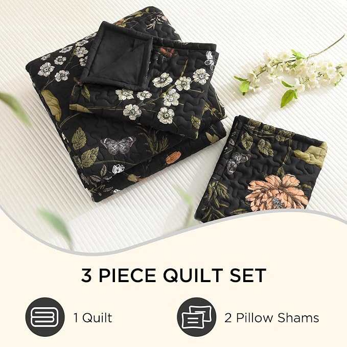 Litanika Floral Black Quilt King Size - Image 8