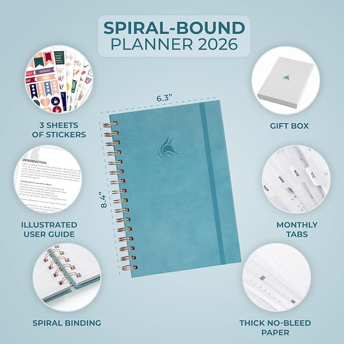 Clever Fox Dated Planner with Tabs 2026 – Weekly & Monthly Spiral Planner with - Image 2