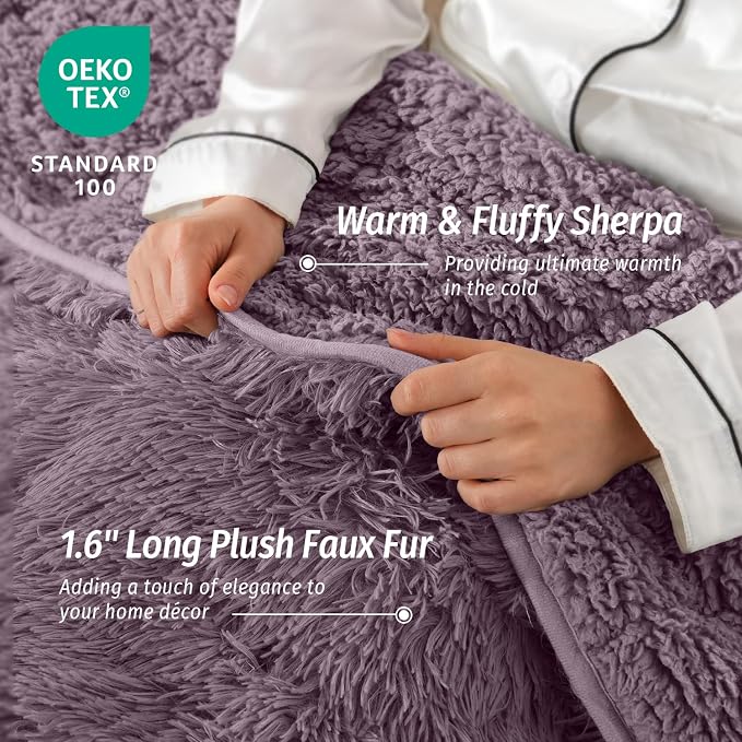 Wemore Shaggy Long Fur Faux Fur Weighted Blanket, Cozy and Fluffy Plush Sherpa - Image 2