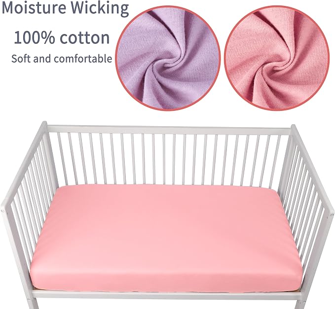 GUNTAIL Crib Sheets for Boys Girls, 100% Cotton Fitted Crib Sheet 2 Pack for - Image 3