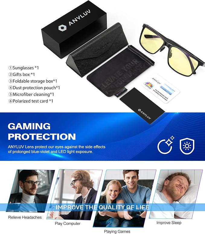 ANYLUV Blue Light Glasses Men, Relieve Eyestrain and Eye Protection, Al-Mg - Image 7