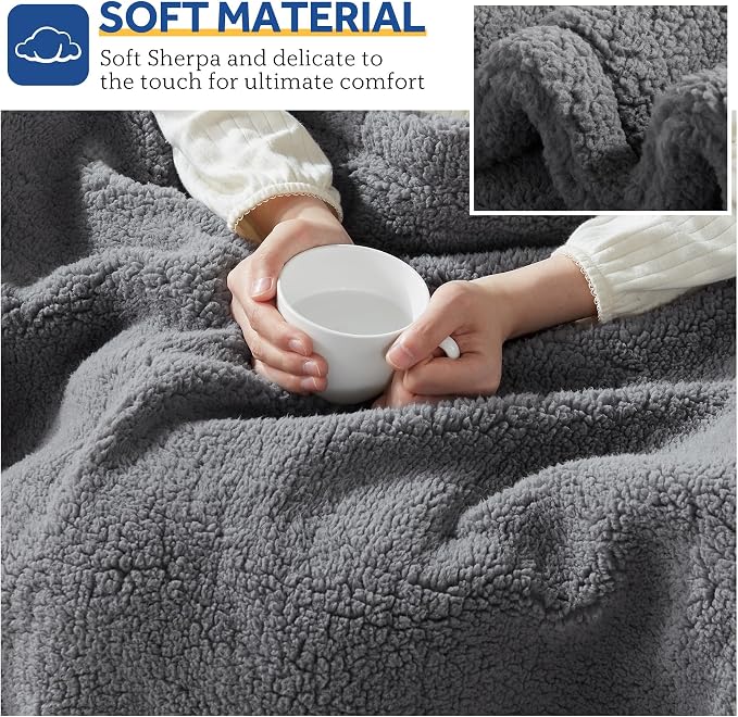 SEALY Electric Blanket Heated Throw 50"x60" Soft Double Sherpa Super Cozy - Image 5