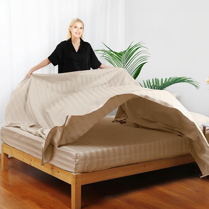 Flat Sheet Only Twinxl Size, 400 TC 100% Egyptian Cotton Flat Sheet Striped - Image 4