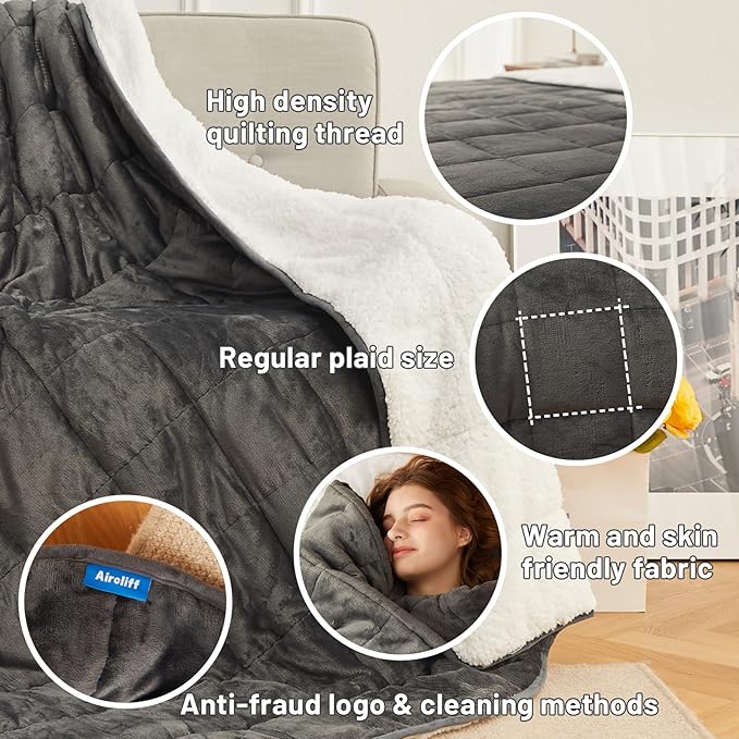 Weighted Blanket 20 lbs 60x80 inches, Sherpa Fleece Throw Blanket - Image 5