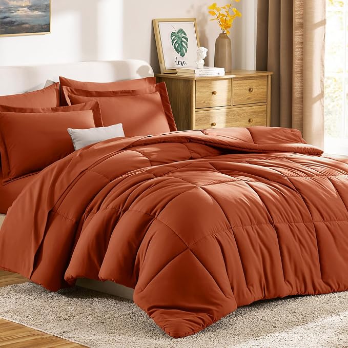 CozyLux Queen Comforter Set Terracotta - Image 9