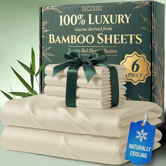 DECOLURE 100% Viscose Derived from Bamboo Sheets California King Size by DECOLURE