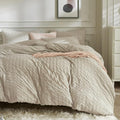 JELLYMONI Light Khaki Duvet Cover Twin Size, Soft Breathable Seersucker Duvet by JELLYMONI