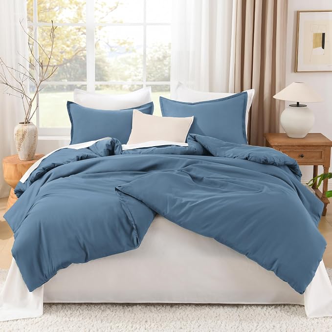 Litanika Comforters King Size Ocean Blue, 3 Pieces Lightweight Solid Bedding - Image 3