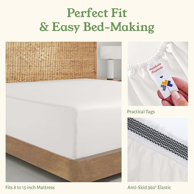 California Design Den 100% Organic Cotton Fitted Sheet Queen Size Only - Image 6