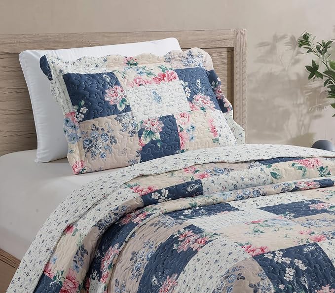 Brilliant Sunshine Roses in Beige Quilt Set, 2-Piece Bedding Sets, Lively - Image 3