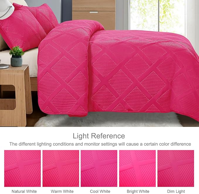 Exclusivo Mezcla Oversized King Quilt Set- Hot Pink Cal King Quilts Bedding Set - Image 3