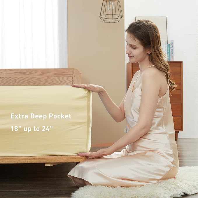 Sunflower King Fitted Sheet, 1-Piece Extra Deep Pocket Fitted Bottom Sheet 19" - Image 3