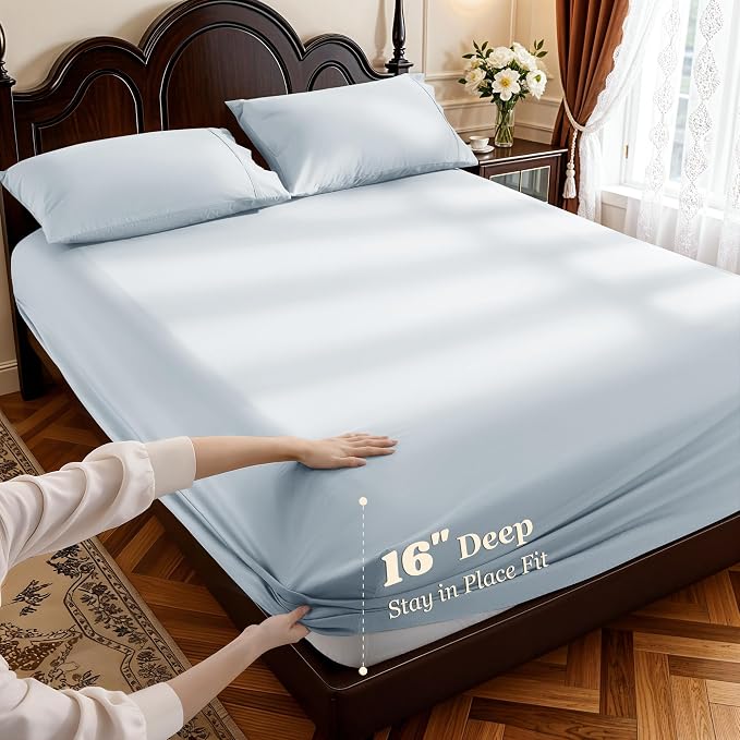 LBRO2M 1000 Thread Count 100% Egyptian Cotton Sheets Set California King Size - Image 4