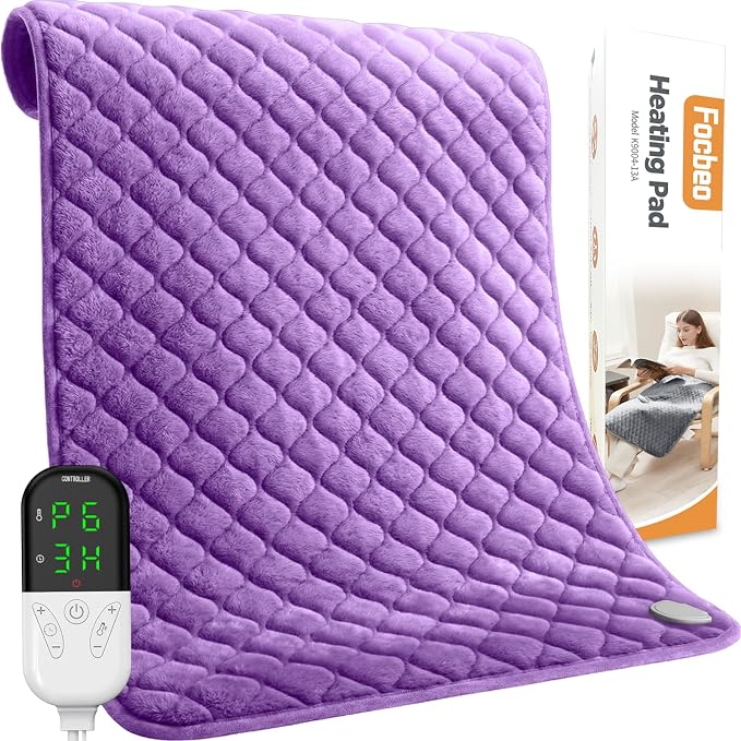 King Size Heating Pad for Back Pain 32"x24" Extra Large Electric Heating Pad by FocbeoHeatingPad
