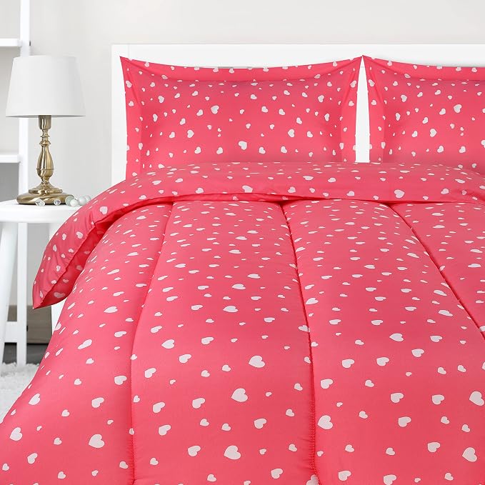Utopia Bedding Heart Pink Kids Comforter Set - Image 3