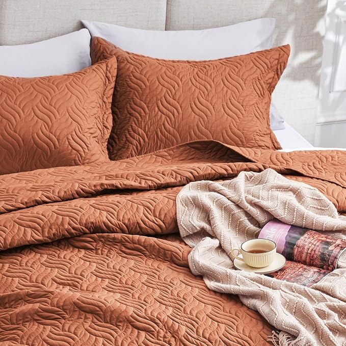 Love's cabin California King Size Quilt Bedding Set Umber Bedspread - Image 7