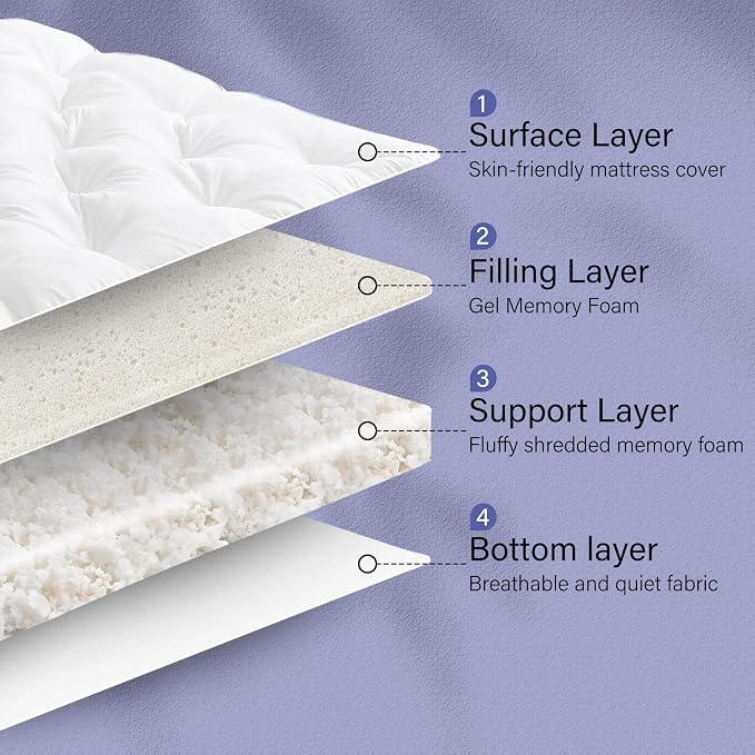 WhatsBedding 4 Inch Memory Foam Mattress Topper King Size - Image 6