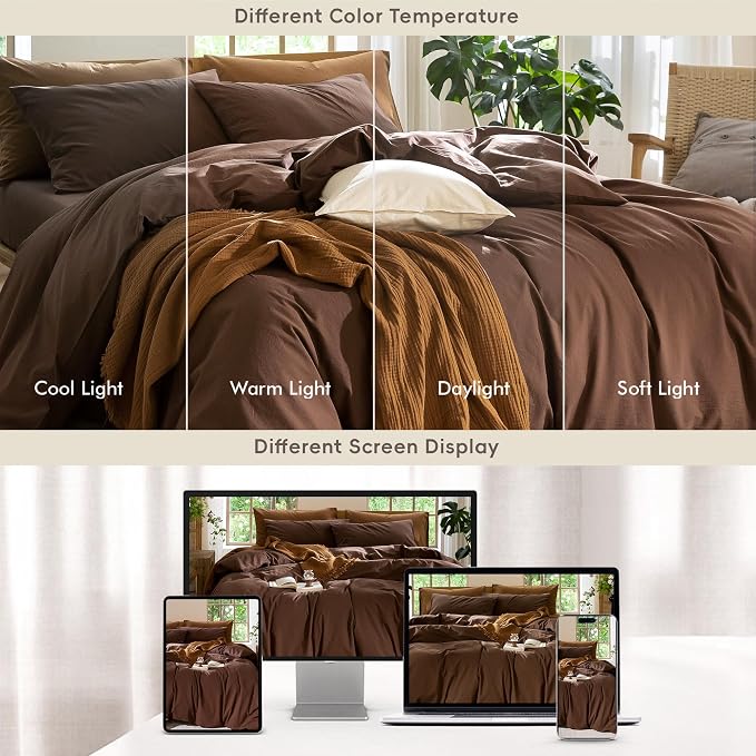 MooMee Bedding Duvet Cover Set 100% Washed Cotton Linen Like Textured - Image 7