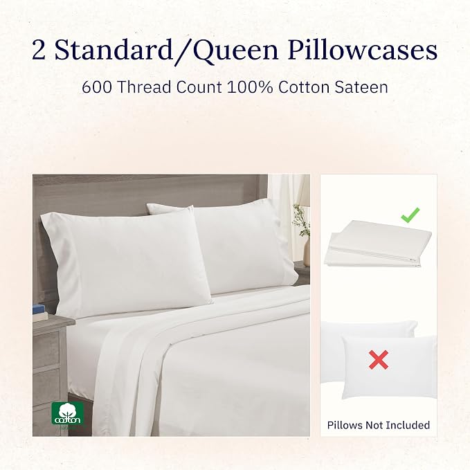 California Design Den Luxuriously Soft 100% Cotton Pillowcases Queen Size Set - Image 4