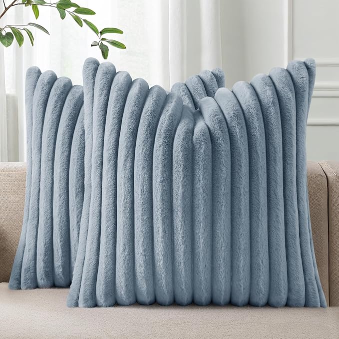 Pallene Faux Fur Plush Throw Pillow Covers 20x20 Set of 2, Luxury Soft Fluffy by PALLENE