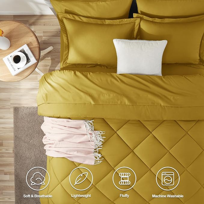 CozyLux Full Size Comforter Sets Mustard Yellow - Image 2