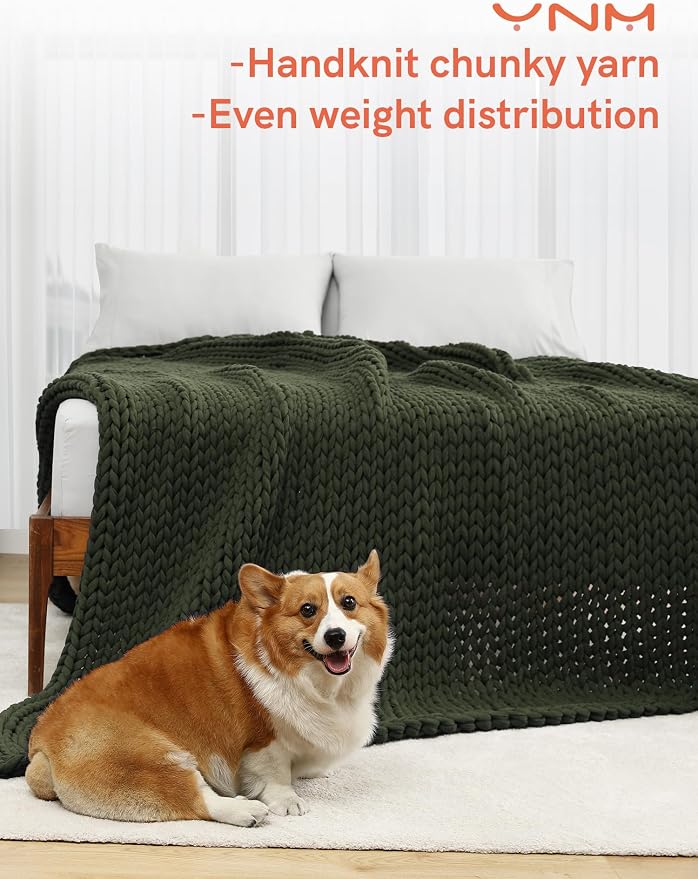 YnM Cotton Weighted Blanket, Handmade Chunky Knitted Design, Soft and Cozy - Image 2