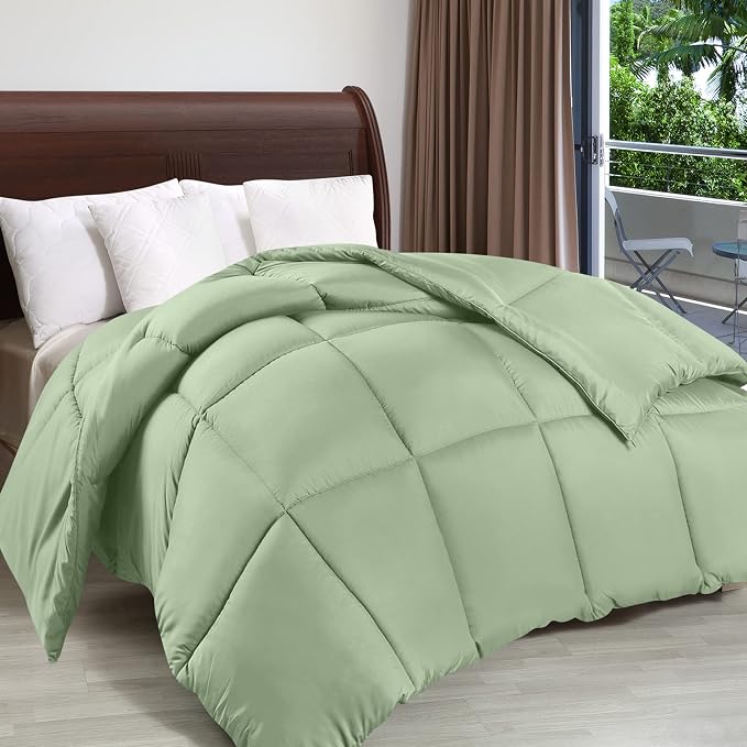 Utopia Bedding Queen Comforter Duvet Insert, Quilted Sage Green Comforter - Image 5