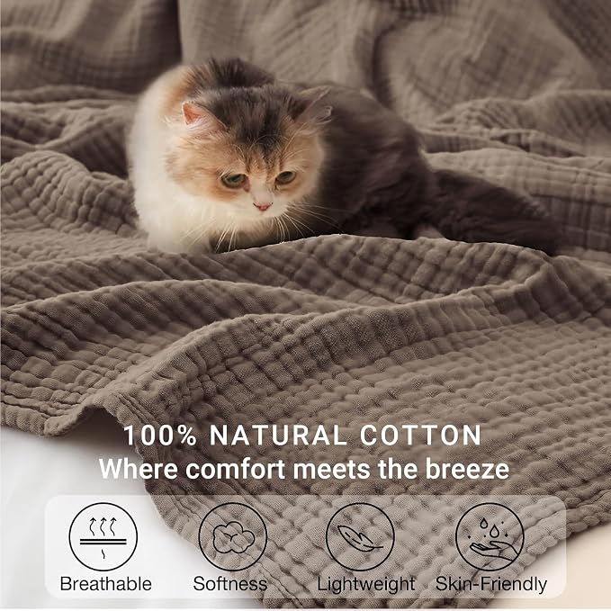 100% Cotton Muslin Blanket Twin 66" x 90", Breathable and Lightweight Cotton - Image 7