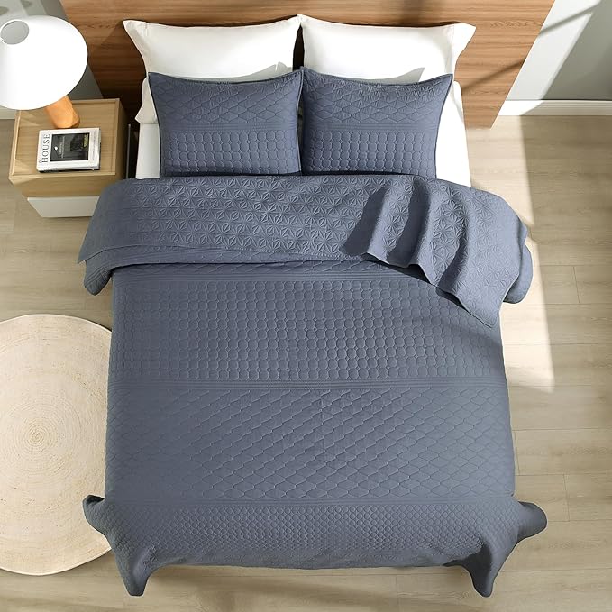 HORIMOTE HOME Steel Blue King Size Quilt Set - Image 4