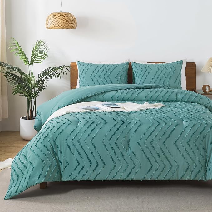 Andency Grayish Teal Comforter Set Full Size, Boho Soft Warm Bedding Comforter by Andency