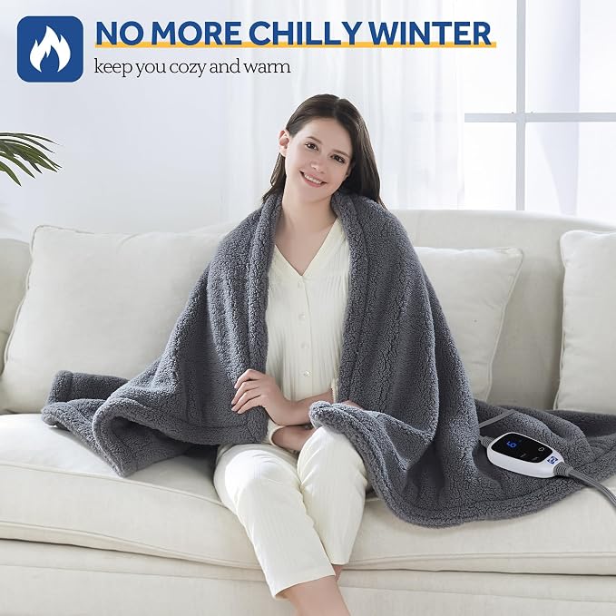 SEALY Electric Blanket Heated Throw 50"x60" Soft Double Sherpa Super Cozy - Image 2