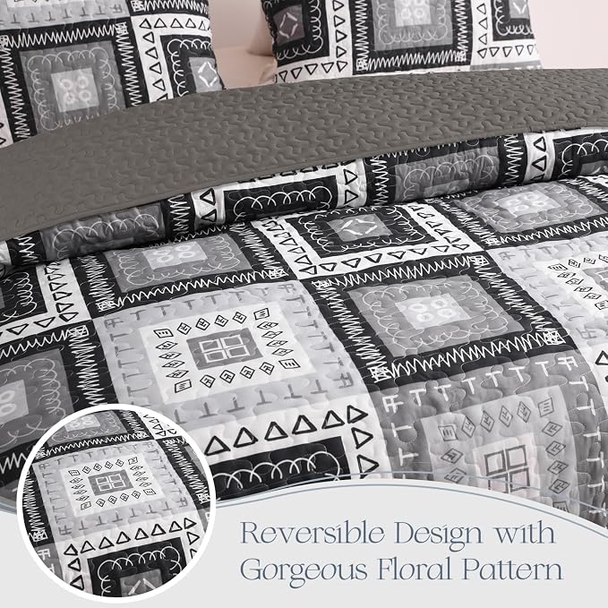 Exclusivo Mezcla Reversible Boho Quilts King Size - Image 3
