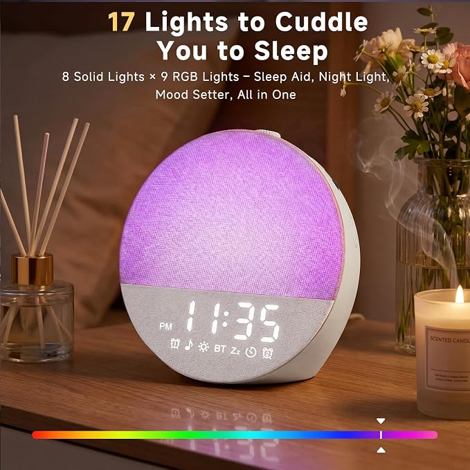 Geuuap Sunrise Alarm Clock White Noise Machine | Natural Wake-Up Light - Image 6