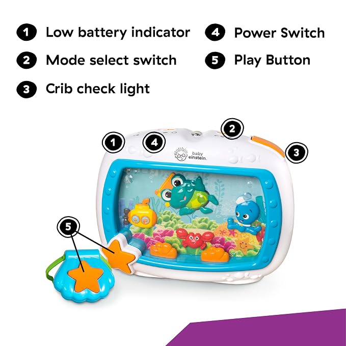 Baby Einstein Sea Dreams Soother Musical Crib Toy and Sound Machine, Newborn - Image 7
