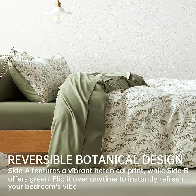 BOLINLIVING Floral Duvet Cover King Size, Breathable Soft Microfiber Bedding Set - Image 2