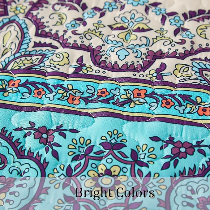 WONGS BEDDING Boho Quilt King Size, Lightweight Microfiber Bed Decor Bedspread - Image 5