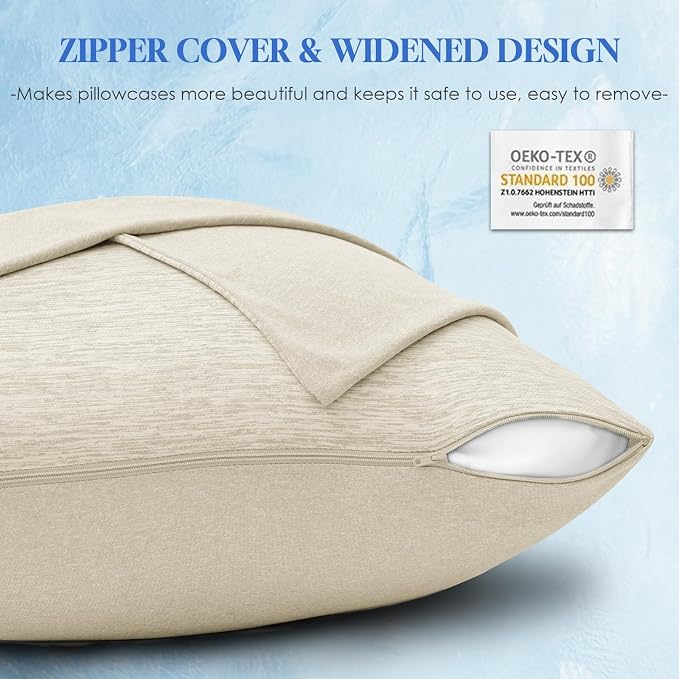 CHOSHOME Cooling Pillow Cases Zipper Pillow Covers Q-Max > 0.45 Zippered - Image 6